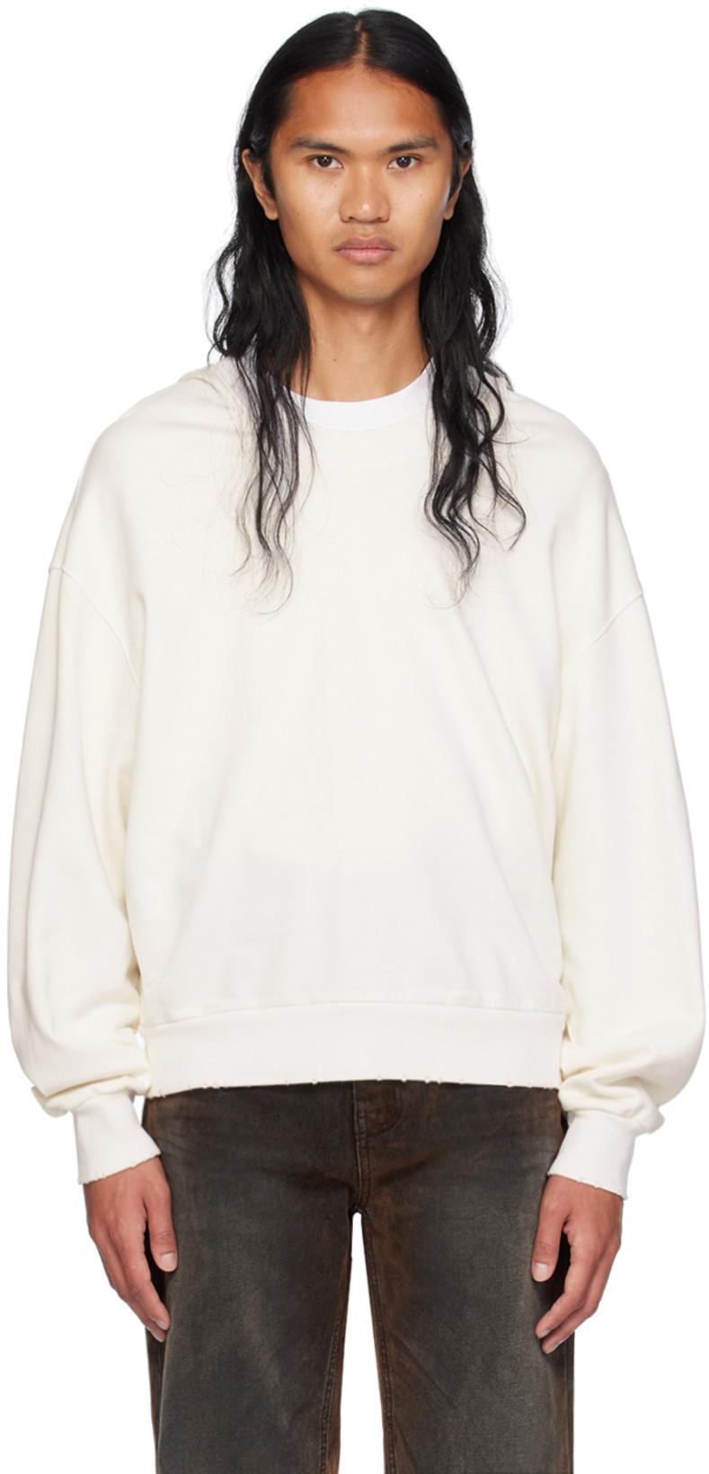 White Wide Neck Hoodie by WE11DONE