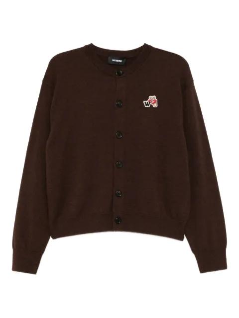bear-embroidered cardigan by WE11DONE