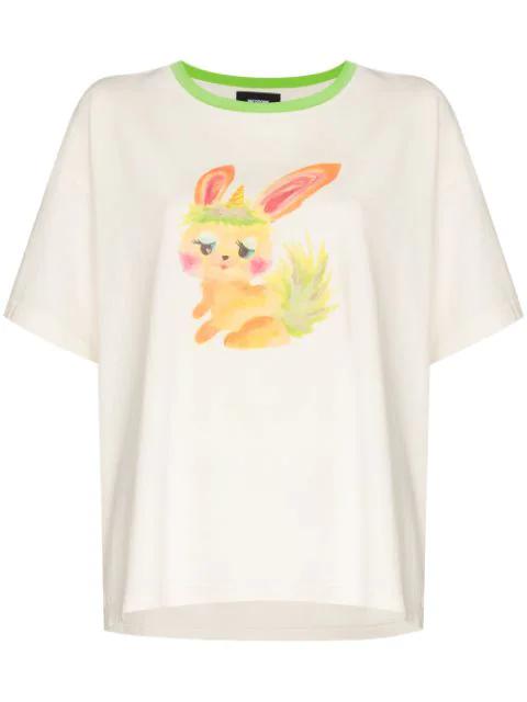 bunny-print crew-neck T-shirt by WE11DONE