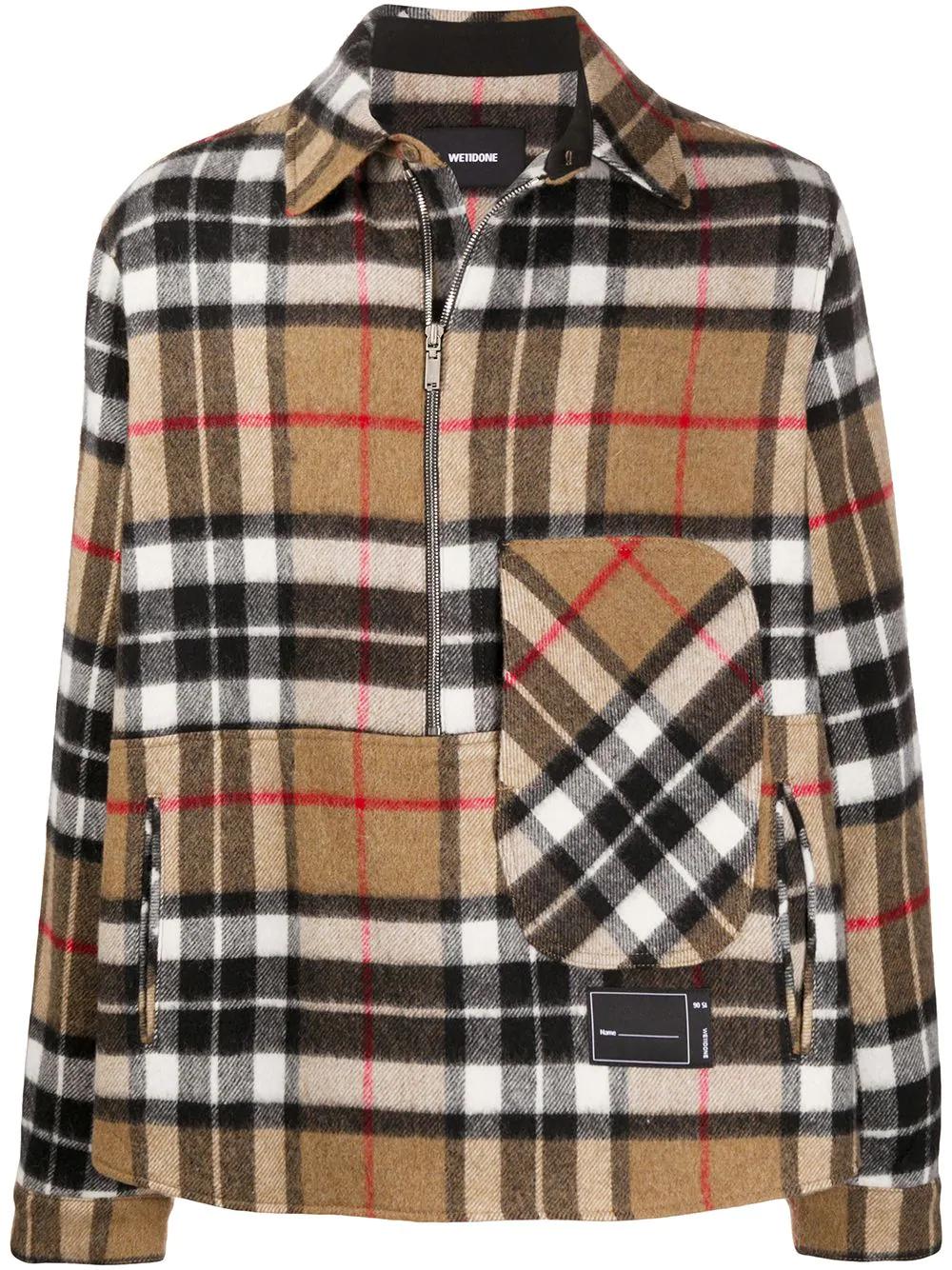 checked half-zip wool shirt by WE11DONE