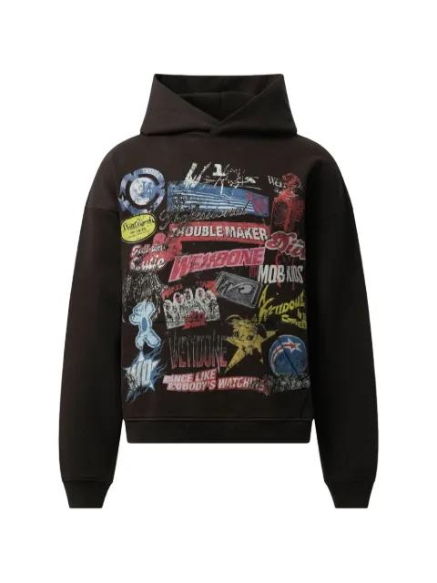 collage-print hoodie by WE11DONE