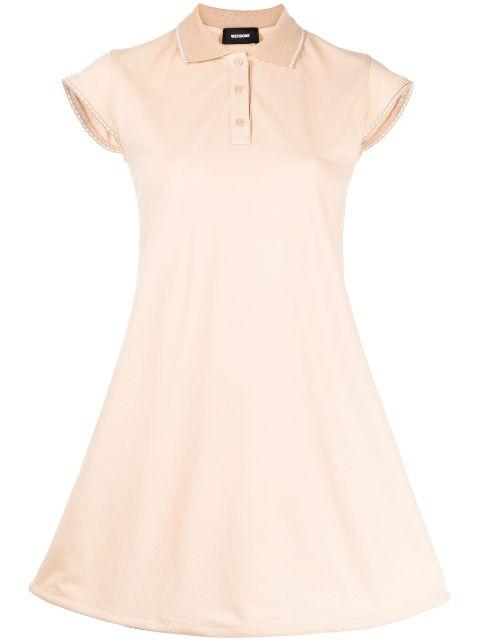 contrasting-trim flared cotton dress by WE11DONE