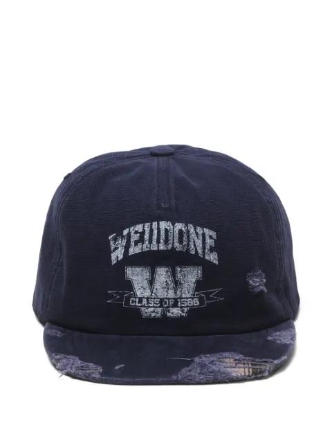 distressed logo cap by WE11DONE