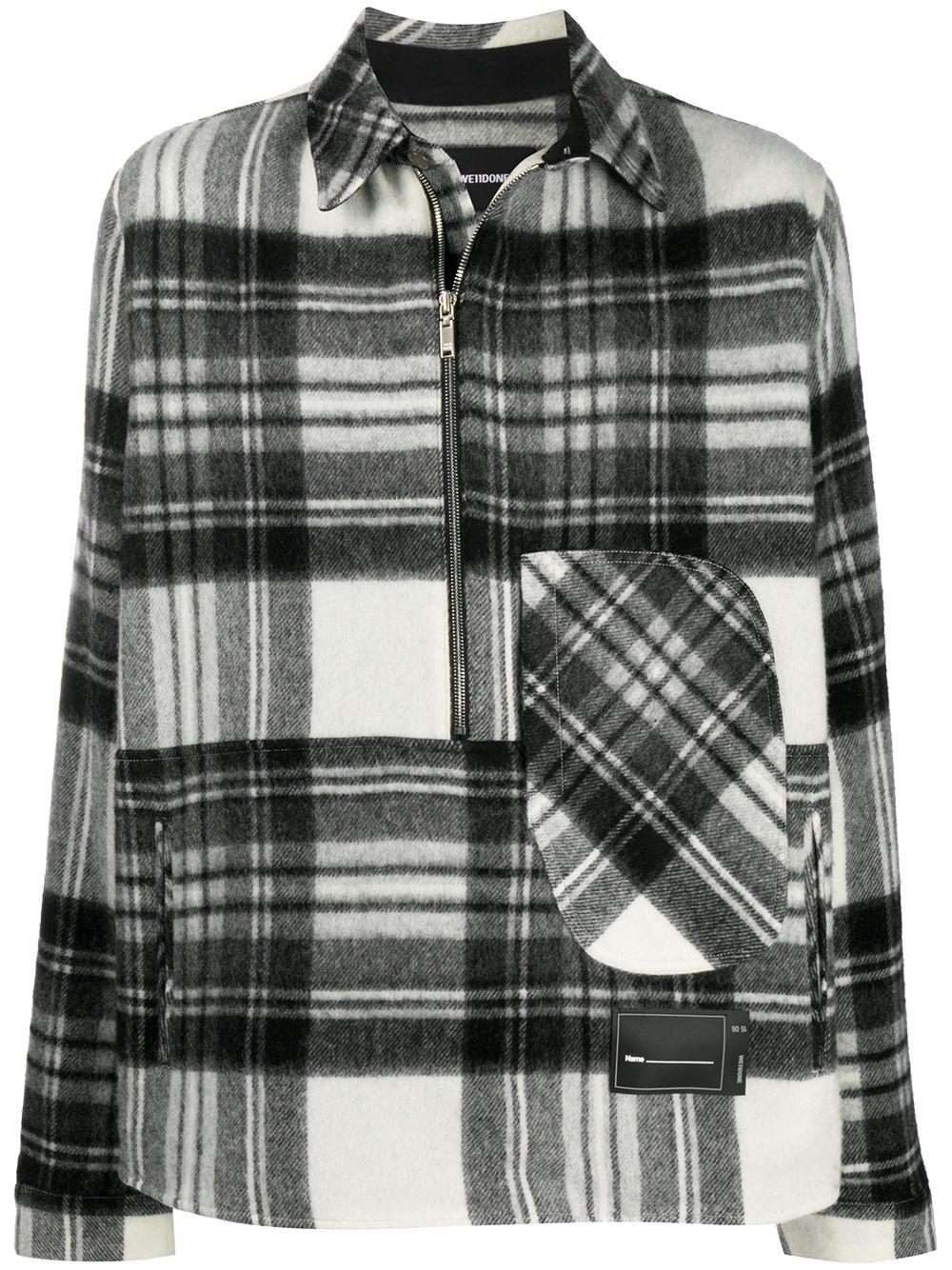 half-zip plaid wool shirt by WE11DONE