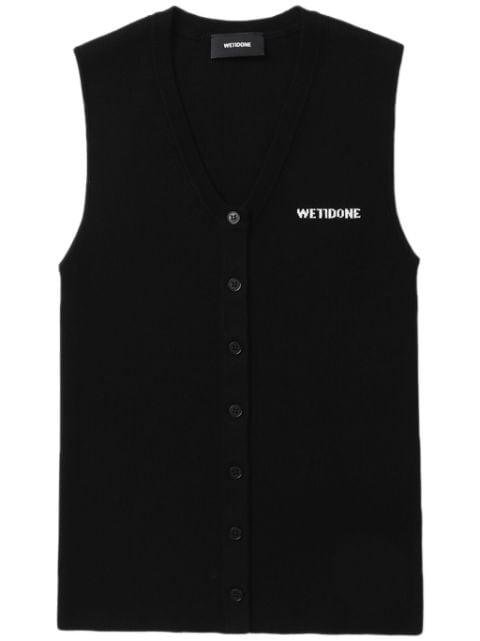 logo-intarsia knitted vest by WE11DONE