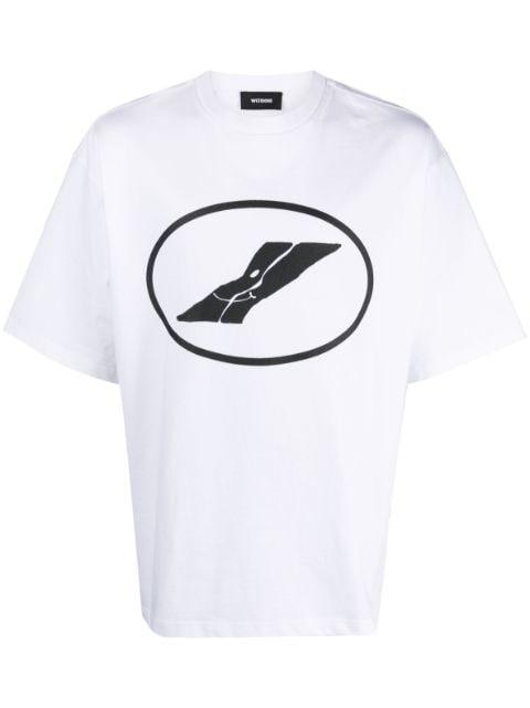 logo-print cotton T-shirt by WE11DONE