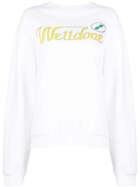 logo-print cotton hoodie by WE11DONE