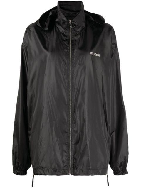 logo-print hoodied jacket by WE11DONE