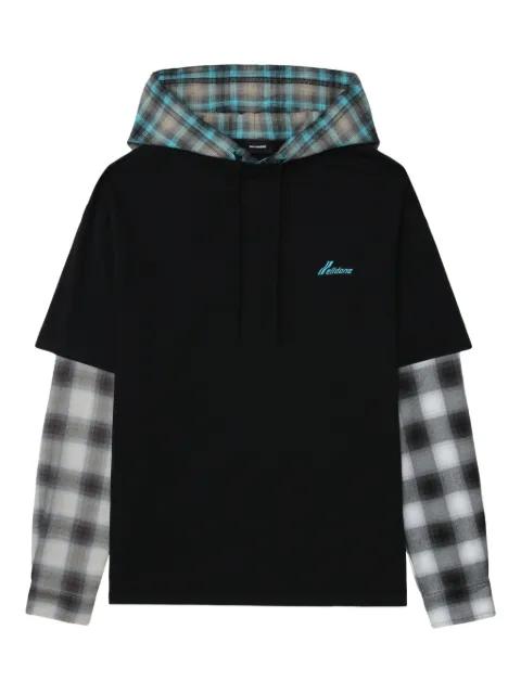 plaid-paneled hoodied top by WE11DONE