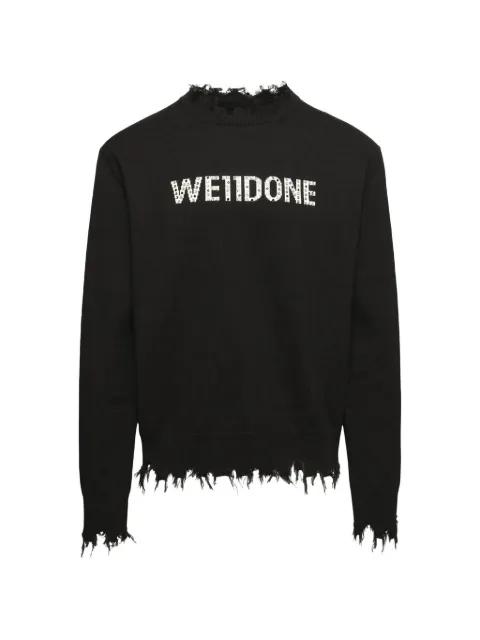 rhinestone-embellished distressed sweater by WE11DONE