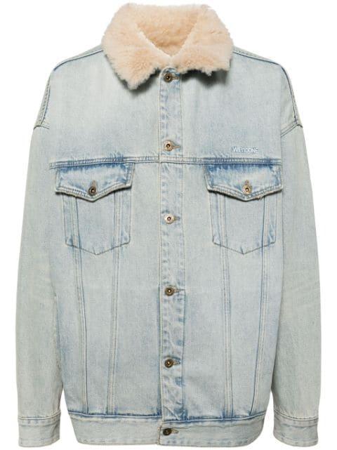 shearling-collar denim jacket by WE11DONE