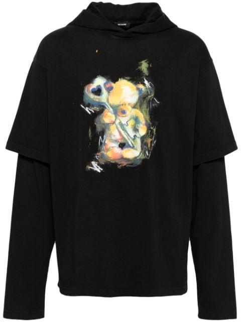 teddy bear layered hoodie by WE11DONE