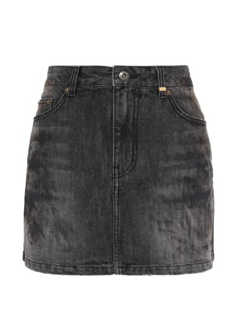 washed-denim mini skirt by WE11DONE