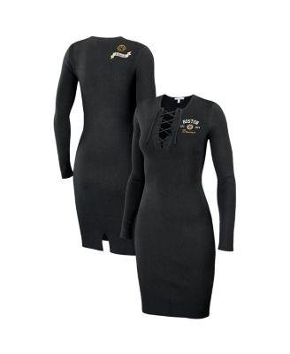 Women's Black Boston Bruins Lace-Up Dress by WEAR BY ERIN ANDREWS