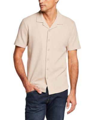 Men's Short-Sleeve Button-Down Variegated Coatfront Knit Shirt by WEATHERPROOF VINTAGE