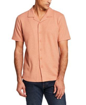 Men's Short-Sleeve Button-Down Variegated Coatfront Knit Shirt by WEATHERPROOF VINTAGE