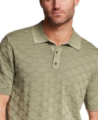Men's Short-Sleeve Diamond Polo 100% Cotton Sweater by WEATHERPROOF VINTAGE