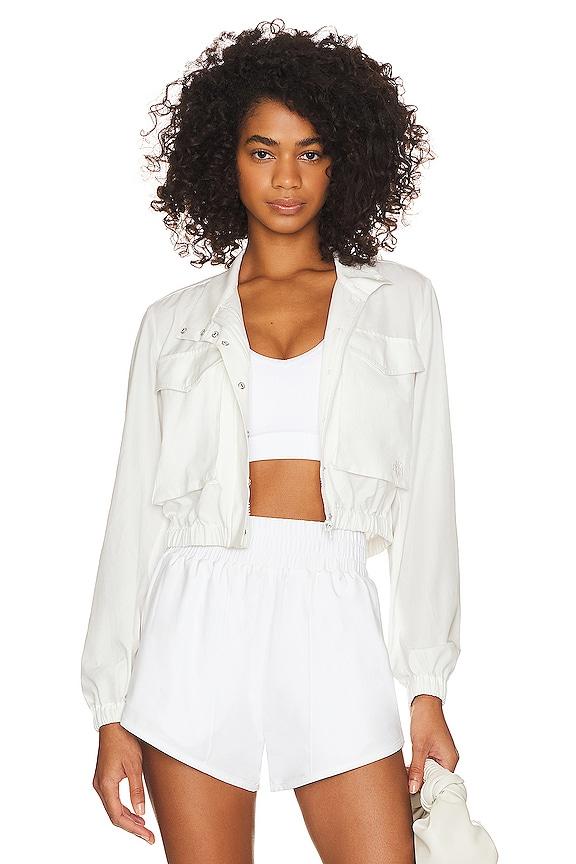 WellBeing + BeingWell Aspyn Cropped Jacket in White by WELLBEING + BEINGWELL