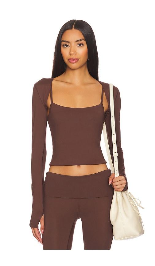 WellBeing + BeingWell LoungeWell Light Tate Shrug in Brown by WELLBEING + BEINGWELL