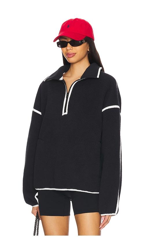 WellBeing + BeingWell Morena Fleece Half Zip in Black by WELLBEING + BEINGWELL