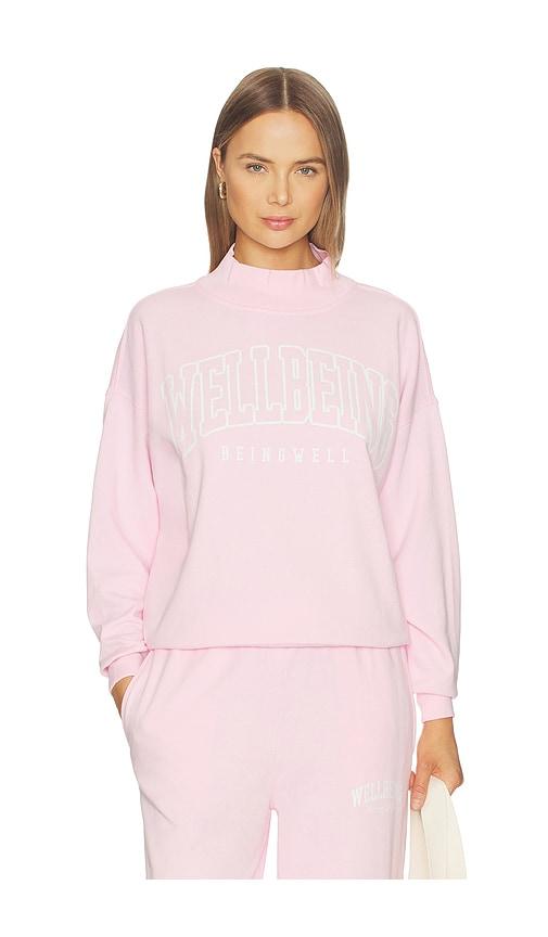WellBeing + BeingWell Shay Oversized Mock Neck Crew in Pink by WELLBEING + BEINGWELL