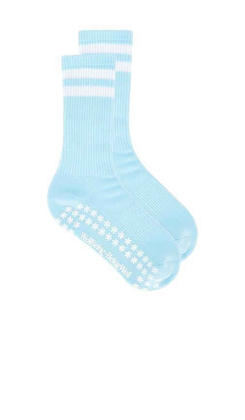 WellBeing + BeingWell Striped Tube Grip Sock in Mint by WELLBEING + BEINGWELL