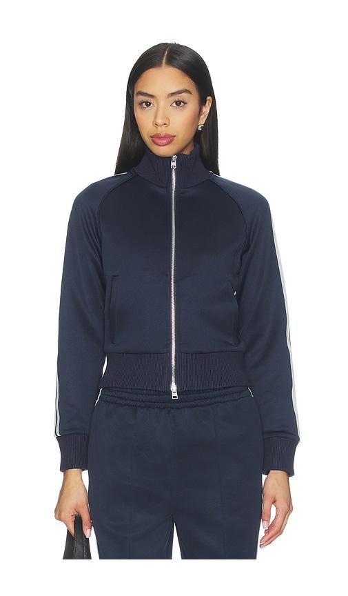 WellBeing + BeingWell The Track Jacket in Navy by WELLBEING + BEINGWELL