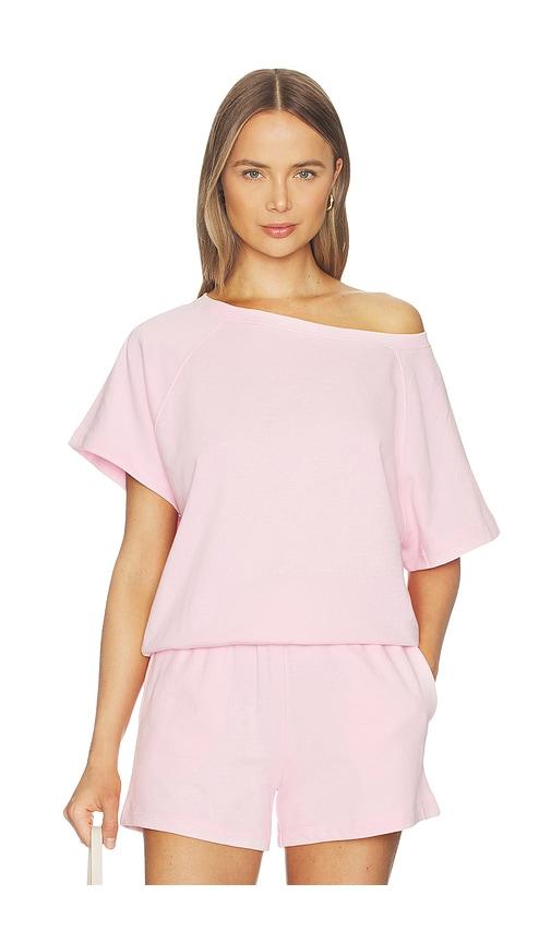 WellBeing + BeingWell Whitney Off Shoulder Sweatshirt in Pink by WELLBEING + BEINGWELL
