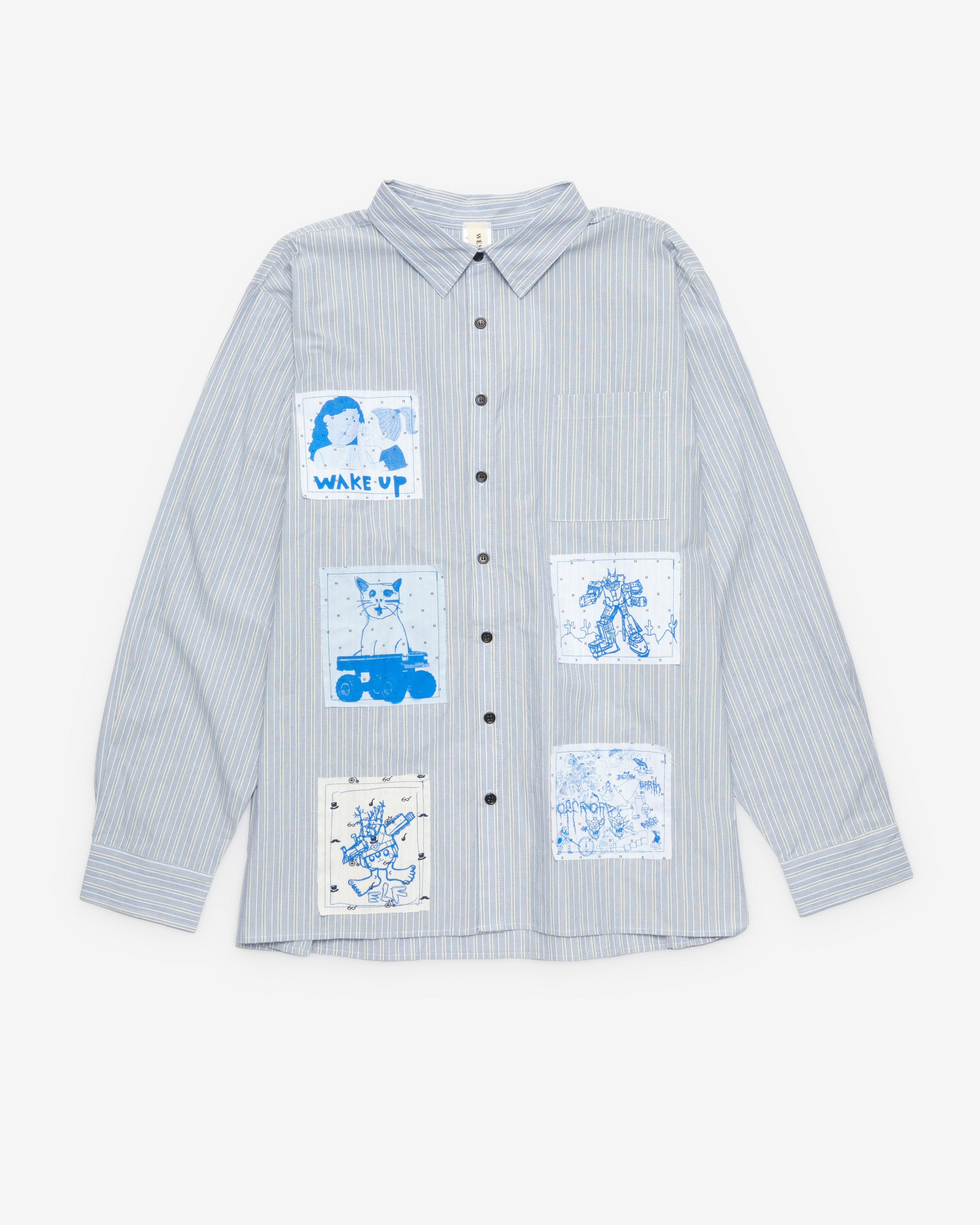 Westfall - Men's Patches Shirt - (Blue/Stripe) by WESTFALL