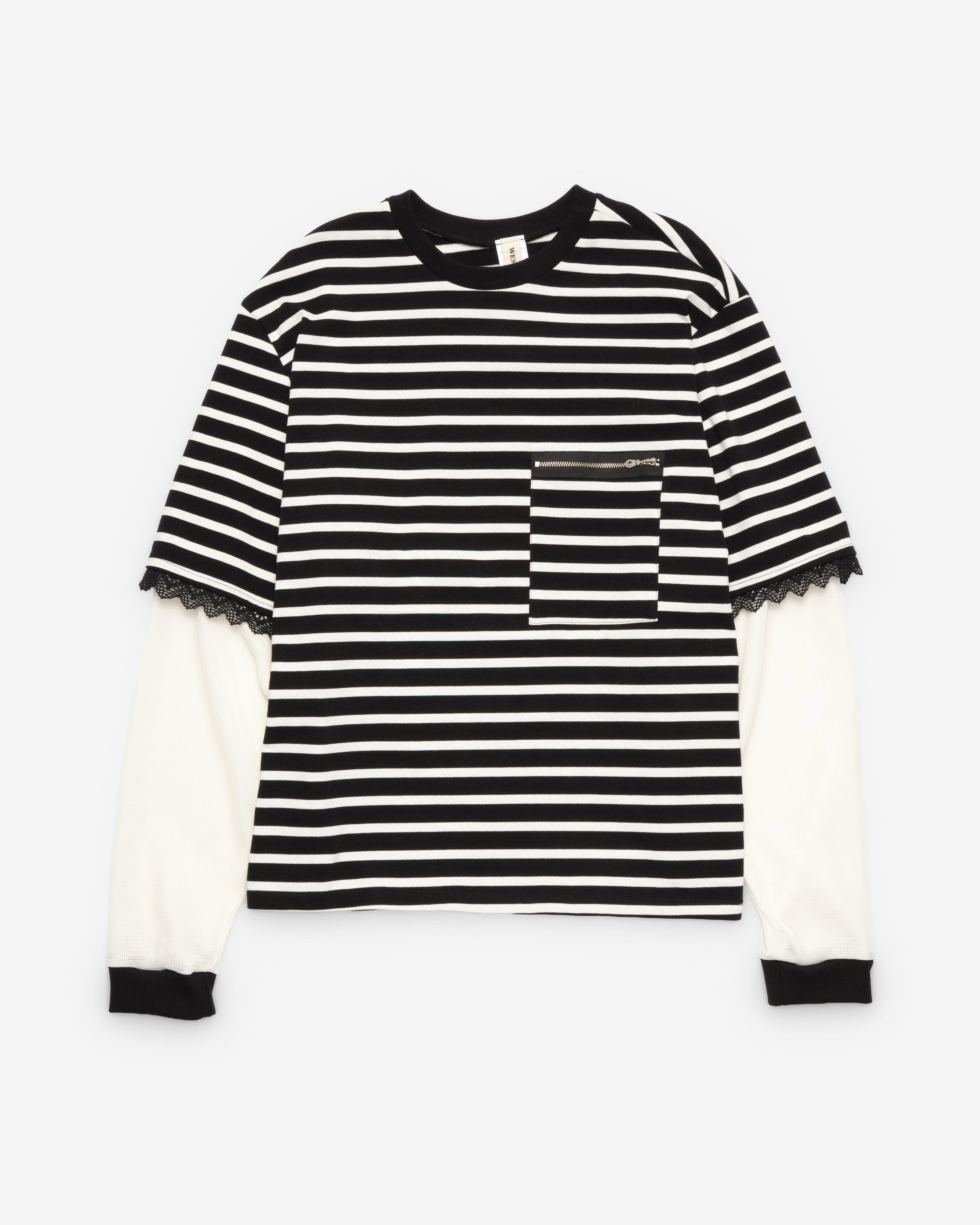 Westfall - Men's Striped Lace Double Shirt - (Black) by WESTFALL