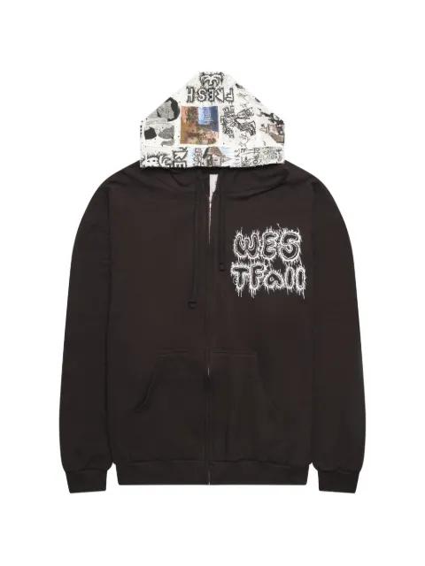 patchwork-hood logo-print hoodie by WESTFALL