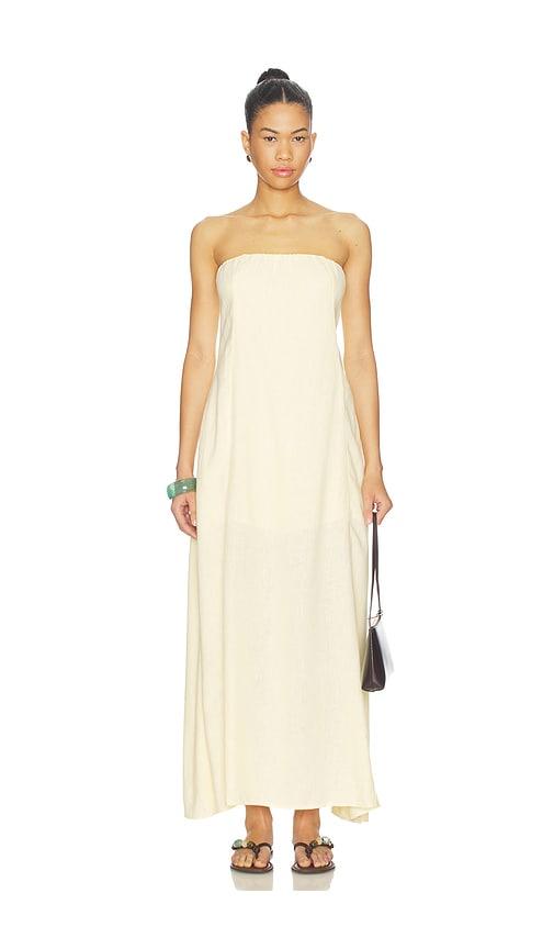 WeWoreWhat A Line Strapless Midi Dress in Yellow by WEWOREWHAT