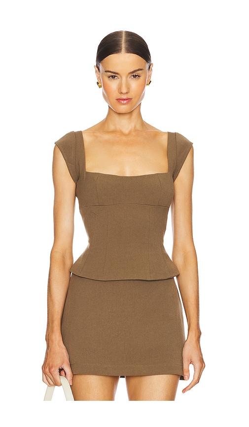 WeWoreWhat Cap Sleeve Corset Top in Army by WEWOREWHAT