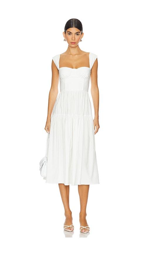WeWoreWhat Corset Midi Dress in White by WEWOREWHAT