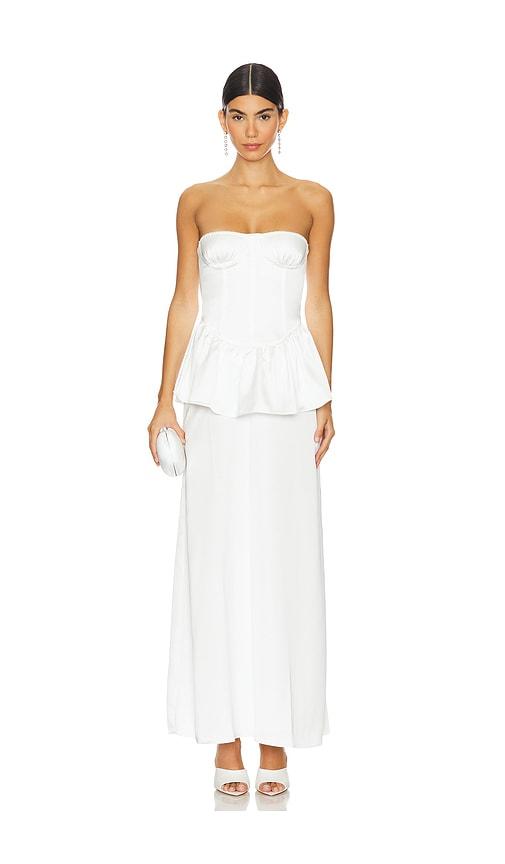 WeWoreWhat Corset Peplum Maxi Dress in White by WEWOREWHAT
