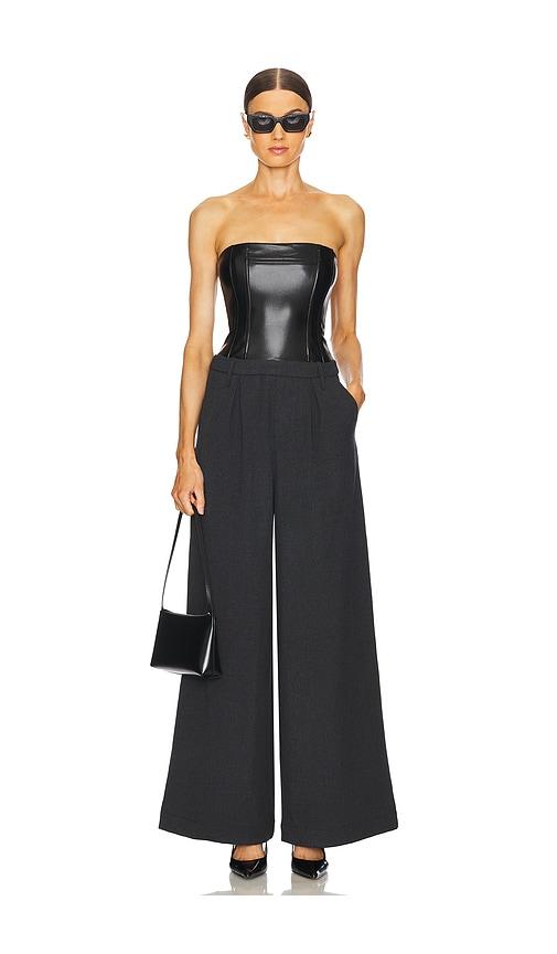 WeWoreWhat Corset Wide Leg Jumpsuit in Black by WEWOREWHAT