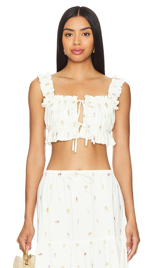 WeWoreWhat Double Tie Top in Ivory by WEWOREWHAT