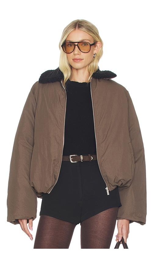WeWoreWhat Faux Fur Collar Balloon Jacket in Brown by WEWOREWHAT