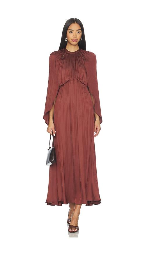 WeWoreWhat Halter Cape Midi Dress in Rust by WEWOREWHAT