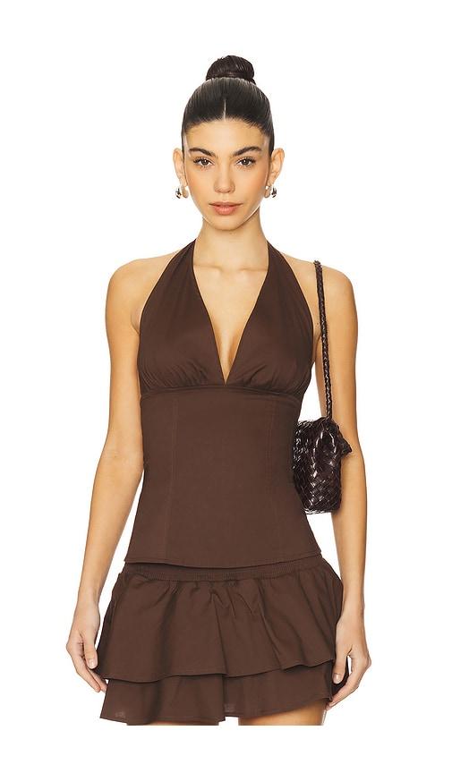 WeWoreWhat Halter Neck Corset Top in Brown by WEWOREWHAT
