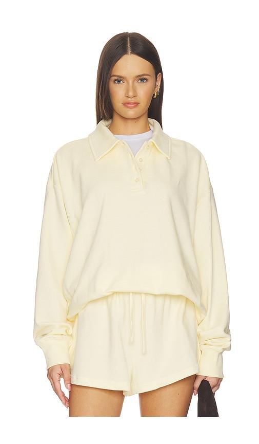WeWoreWhat Henley Pull Over Sweatshirt in Lemon by WEWOREWHAT