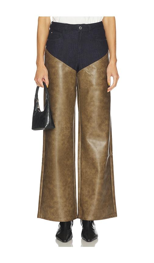 WeWoreWhat High Rise Straight Leg Two Toned in Brown by WEWOREWHAT