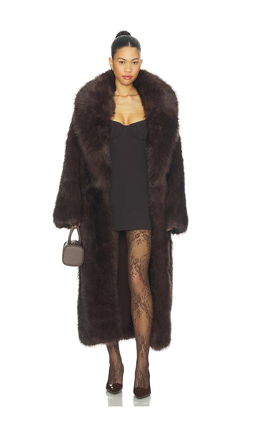WeWoreWhat Long Faux Fur Jacket in Brown by WEWOREWHAT