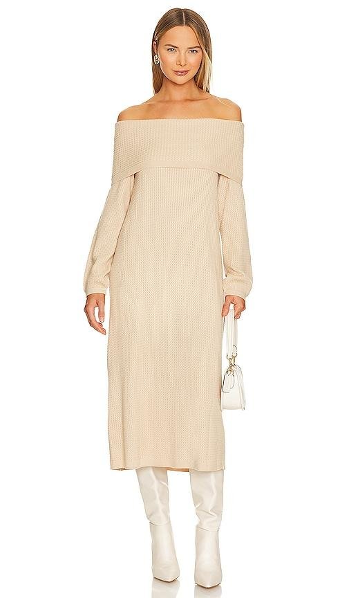 WeWoreWhat Off The Shoulder Sweater Dress in Beige by WEWOREWHAT