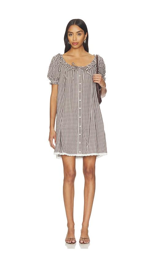 WeWoreWhat Puff Sleeve Button Up Mini Dress in Brown by WEWOREWHAT