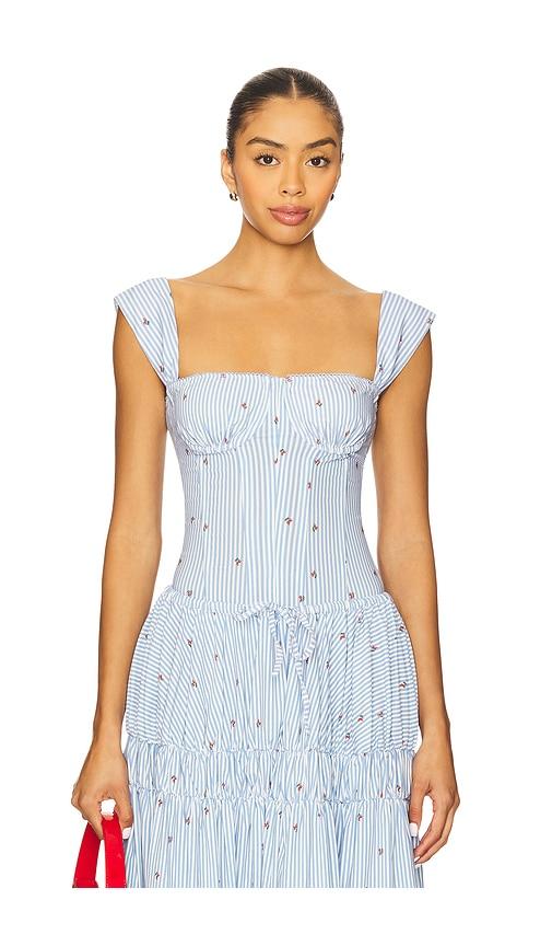 WeWoreWhat Ruched Cup Corset in Blue by WEWOREWHAT