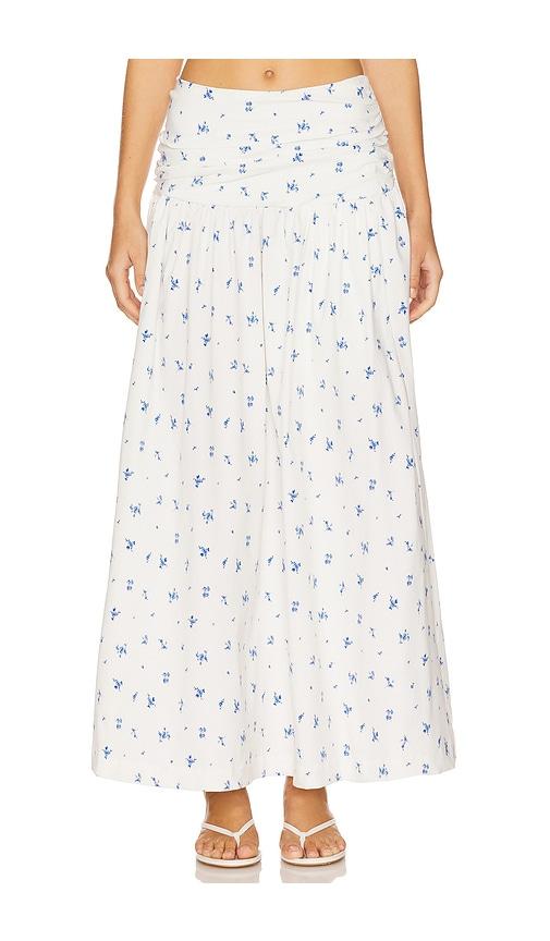 WeWoreWhat Ruched Waist Midi Skirt in White by WEWOREWHAT