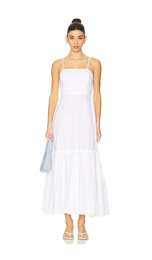 WeWoreWhat Ruffle Flare Midi Dress in White by WEWOREWHAT