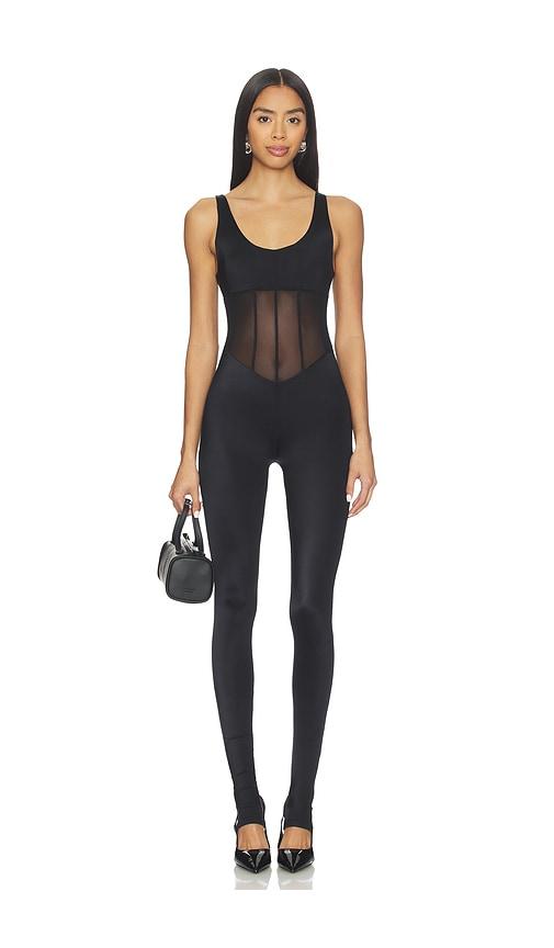 WeWoreWhat Spandex Sheer Panel Jumpsuit in Black by WEWOREWHAT