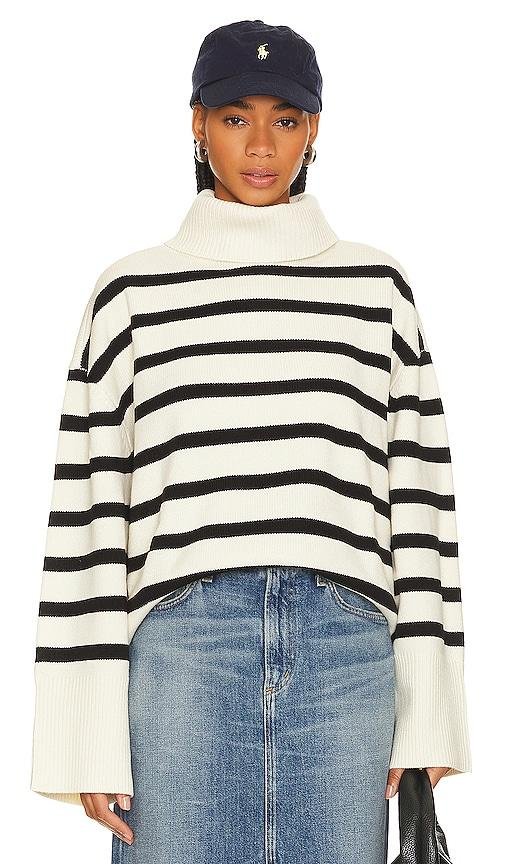 WeWoreWhat Striped Turtle Neck in Ivory by WEWOREWHAT